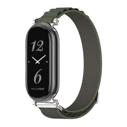 For Xiaomi Mi Band 8 / 9 / 9 NFC Mijobs GT4 Nylon Breathable Watch Band(Army Green Silver) - Watch Bands by MIJOBS | Online Shopping UK | buy2fix