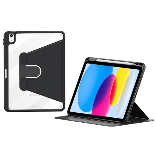 For iPad 10th Gen 10.9 2022 ZGA Tri-Fold 360 Rotation Smart Leather Tablet Case(Black) - iPad 10th Gen 10.9 Cases by ZGA | Online Shopping UK | buy2fix