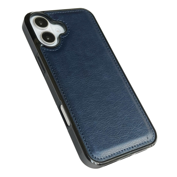 For iPhone 16 Cowhide Texture Back Cover Phone Case(Royal Blue) - iPhone 16 Cases by buy2fix | Online Shopping UK | buy2fix