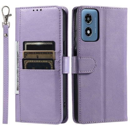 For Motorola Moto G Play 2024 Simple 6-Card Wallet Leather Phone Case(Purple) - Motorola Cases by buy2fix | Online Shopping UK | buy2fix