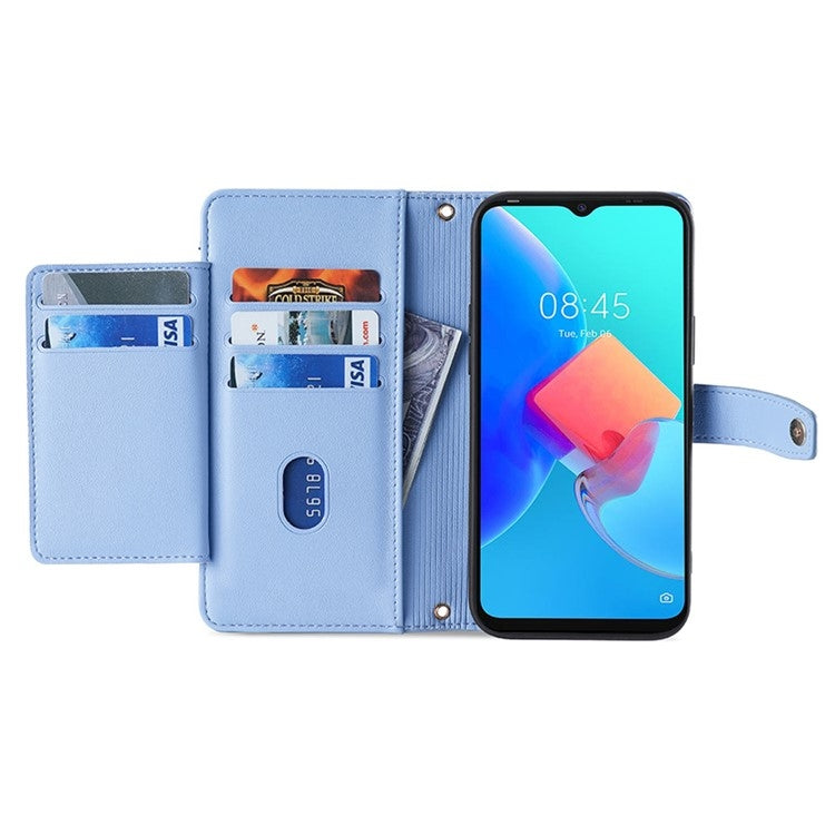 For Motorola Moto G Play 4G 2024 Sheep Texture Cross-body Zipper Wallet Leather Phone Case(Blue) - Motorola Cases by buy2fix | Online Shopping UK | buy2fix