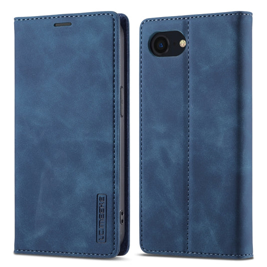 For iPhone 16e LC.IMEEKE Strong Magnetism Microfiber Leather Phone Case(Blue) - iPhone 16e Cases by LC.IMEEKE | Online Shopping UK | buy2fix