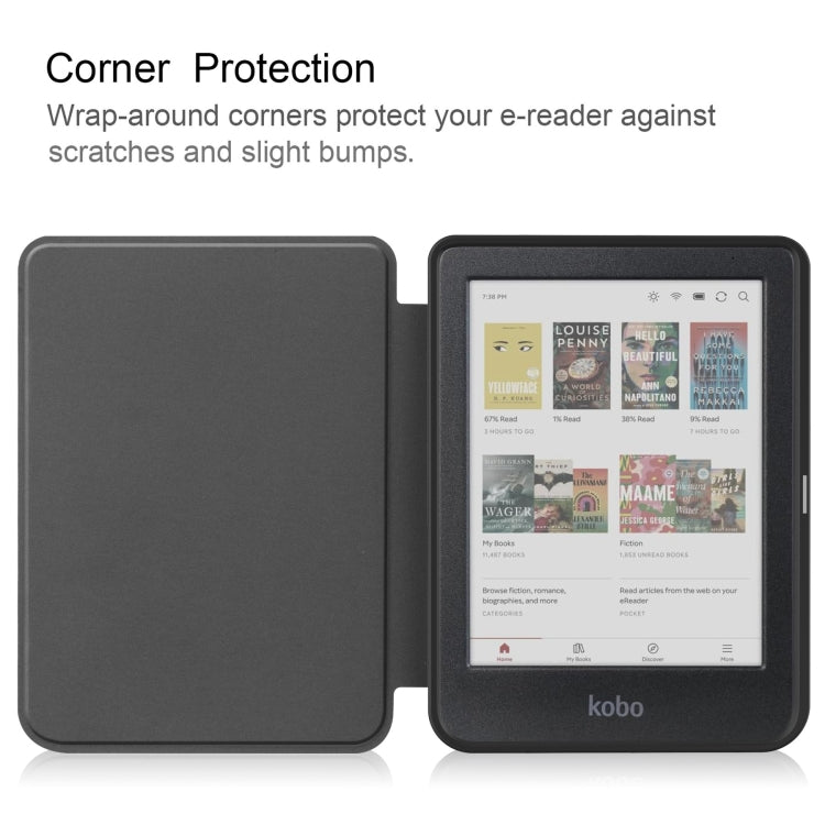 For KOBO Clara Colour 2024 / BW Solid Color Voltage Caster TPU Leather Smart Tablet Case(Dark Blue) - Others by buy2fix | Online Shopping UK | buy2fix