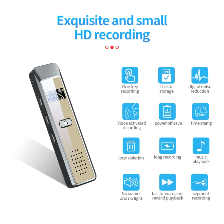 JNN Q7 Mini Portable Voice Recorder with OLED Screen, Memory:8GB(Grey+Gold) - Recording Pen by JNN | Online Shopping UK | buy2fix