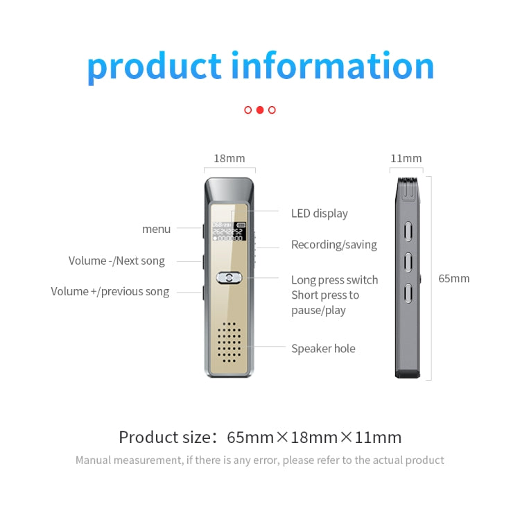 JNN Q7 Mini Portable Voice Recorder with OLED Screen, Memory:8GB(Grey+Gold) - Recording Pen by JNN | Online Shopping UK | buy2fix