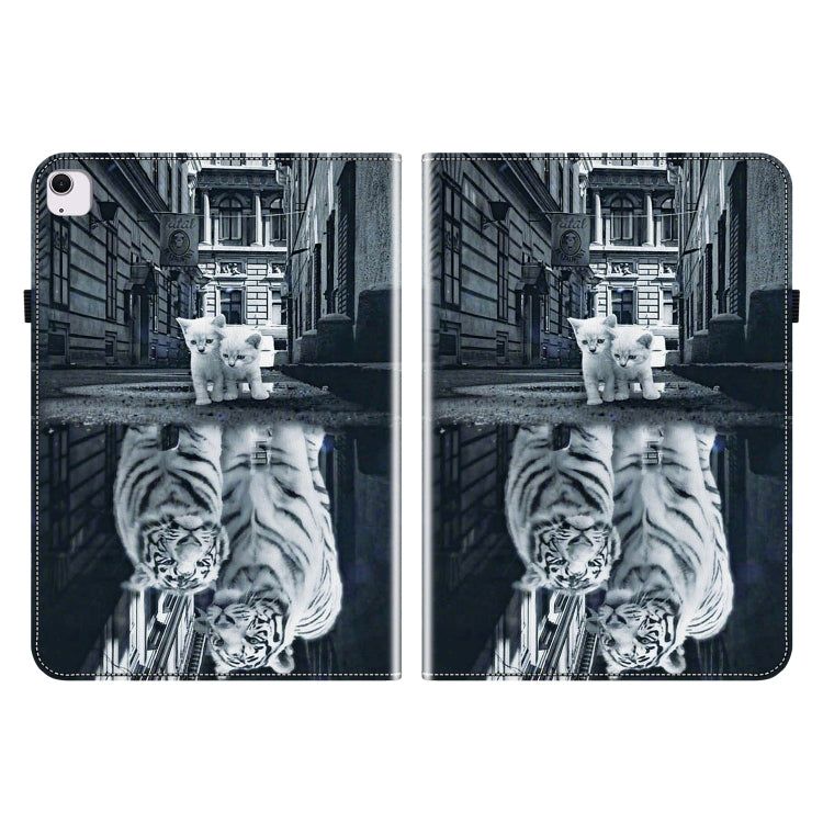 For iPad Air 13 2024 Crystal Texture Painted Leather Smart Tablet Case(Cat Reflection Tiger) - iPad Air 13 2024 Cases by buy2fix | Online Shopping UK | buy2fix