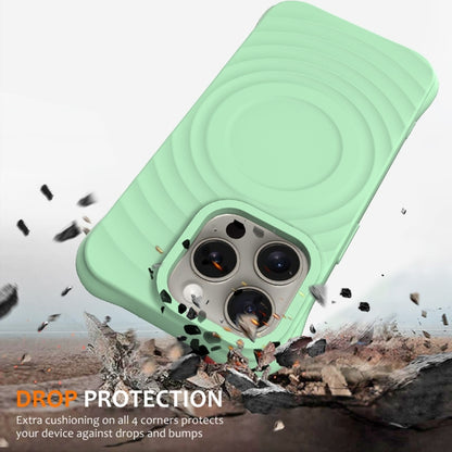 For iPhone 15 Pro Wave Texture MagSafe Magnetic Liquid Silicone Phone Case(Green) - iPhone 15 Pro Cases by buy2fix | Online Shopping UK | buy2fix