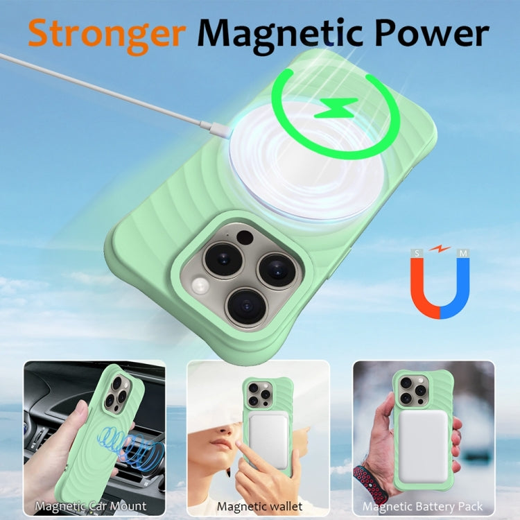 For iPhone 13 Pro Max Wave Texture MagSafe Magnetic Liquid Silicone Phone Case(Green) - iPhone 13 Pro Max Cases by buy2fix | Online Shopping UK | buy2fix