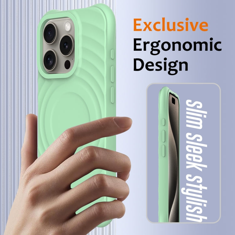 For iPhone 16 Pro Max Wave Texture MagSafe Magnetic Liquid Silicone Phone Case(Green) - iPhone 16 Pro Max Cases by buy2fix | Online Shopping UK | buy2fix