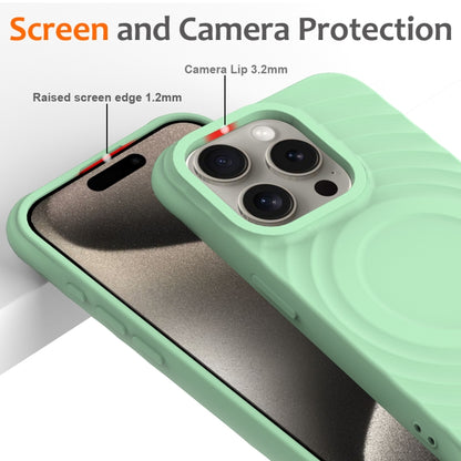 For iPhone 16 Pro Wave Texture MagSafe Magnetic Liquid Silicone Phone Case(Green) - iPhone 16 Pro Cases by buy2fix | Online Shopping UK | buy2fix