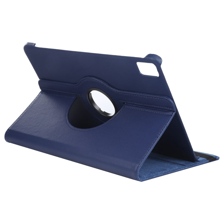 For iPad Pro 13 2024 360 Degree Rotation Litchi Texture Leather Tablet Case with Holder(Dark Blue) - iPad Pro 13 2024 Cases by buy2fix | Online Shopping UK | buy2fix