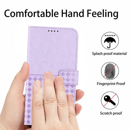 For Samsung Galaxy S22 Ultra 5G Woven Embossed RFID Blocking Leather Phone Case(Purple) - Galaxy S22 Ultra 5G Cases by buy2fix | Online Shopping UK | buy2fix