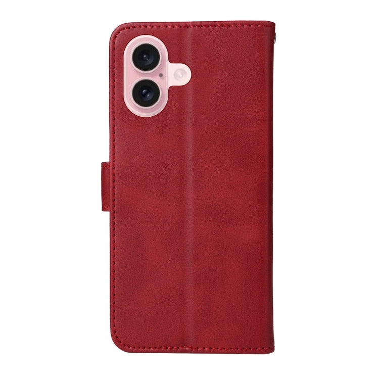 For iPhone 16 Classic Calf Texture Flip Leather Phone Case(Red) - iPhone 16 Cases by buy2fix | Online Shopping UK | buy2fix