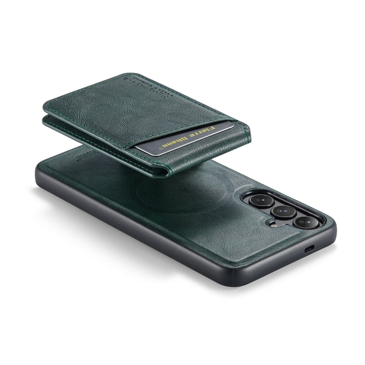 For Samsung Galaxy S24+ 5G Fierre Shann Oil Wax Cow Leather Magnetic Card Holder Phone Case(Green) - Galaxy S24+ 5G Cases by FIERRE SHANN | Online Shopping UK | buy2fix