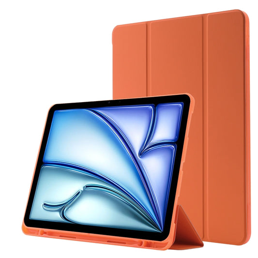 For iPad Air 11 2024 Skin Feel Tri-fold Leather Tablet Case with Pen Slot(Orange) - iPad Air 11 2024 Cases by buy2fix | Online Shopping UK | buy2fix