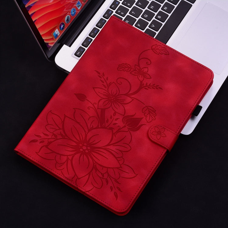 For iPad Air 11 2024 Lily Embossed Leather Smart Tablet Case(Red) - iPad Air 11 2024 Cases by buy2fix | Online Shopping UK | buy2fix