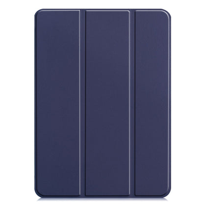 For iPad Pro 13 2024 Custer Pure Color 3-Fold Holder Smart Leather Tablet Case(Dark Blue) - iPad Pro 13 2024 Cases by buy2fix | Online Shopping UK | buy2fix