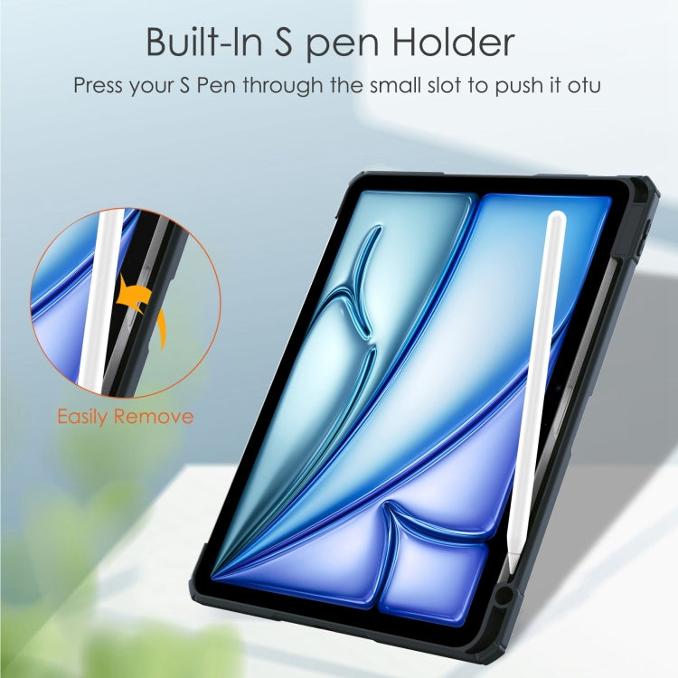 For iPad Air 11 2024 Pure Color 3-fold Clear TPU Smart Leather Tablet Case(Blue) - iPad Air 11 2024 Cases by buy2fix | Online Shopping UK | buy2fix