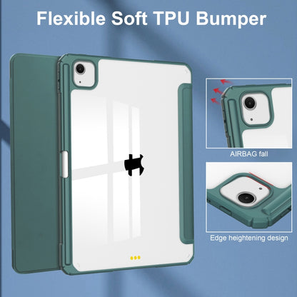 For iPad Air 13 2024 Pure Color 3-fold Clear TPU Smart Leather Tablet Case(Dark Green) - iPad Air 13 2024 Cases by buy2fix | Online Shopping UK | buy2fix