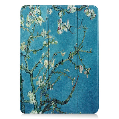 For iPad Air 11 2024 Custer Painted 3-Fold Holder Smart Leather Tablet Case(Apricot Blossom) - iPad Air 11 2024 Cases by buy2fix | Online Shopping UK | buy2fix