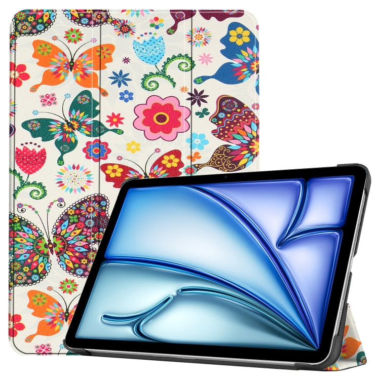 For iPad Air 11 2024 Custer Painted 3-Fold Holder Smart Leather Tablet Case(Color Butterfly) - iPad Air 11 2024 Cases by buy2fix | Online Shopping UK | buy2fix