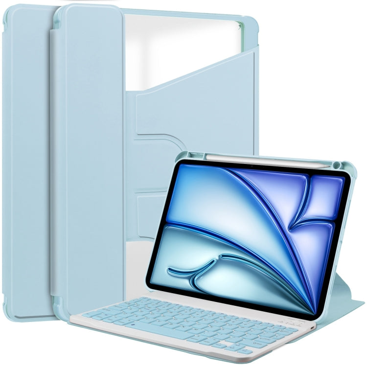 For iPad Air 11 2024 Transparent Rotation Smart Leather Tablet Case with Keyboard(Sky Blue) - iPad Air 11 2024 Cases by buy2fix | Online Shopping UK | buy2fix