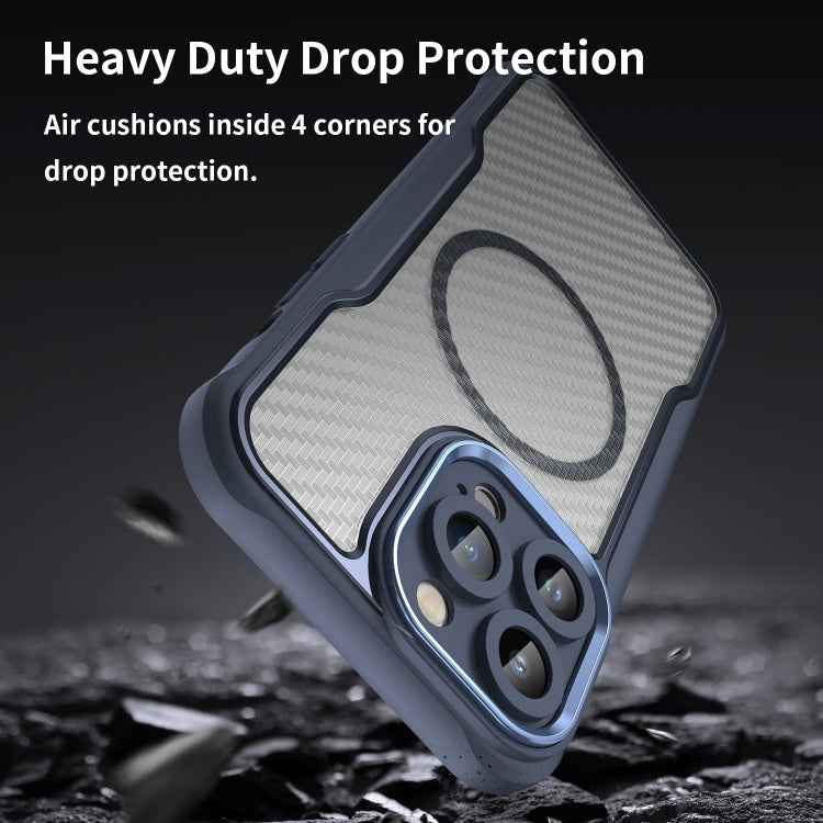 For iPhone 13 Pro Max Carbon Fiber Texture MagSafe Translucent Phone Case(Blue) - iPhone 13 Pro Max Cases by buy2fix | Online Shopping UK | buy2fix