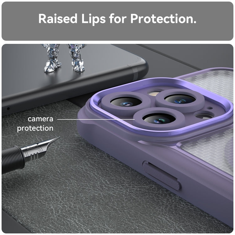 For iPhone 13 Pro Carbon Fiber Texture MagSafe Translucent Phone Case(Purple) - iPhone 13 Pro Cases by buy2fix | Online Shopping UK | buy2fix