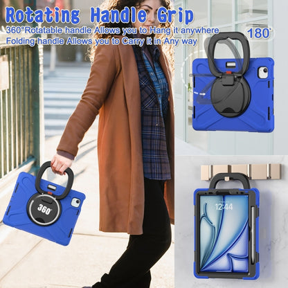 For iPad Air 11 2024 Silicone Hybrid PC Tablet Case with Holder & Shoulder Strap(Blue) - iPad Air 11 2024 Cases by buy2fix | Online Shopping UK | buy2fix