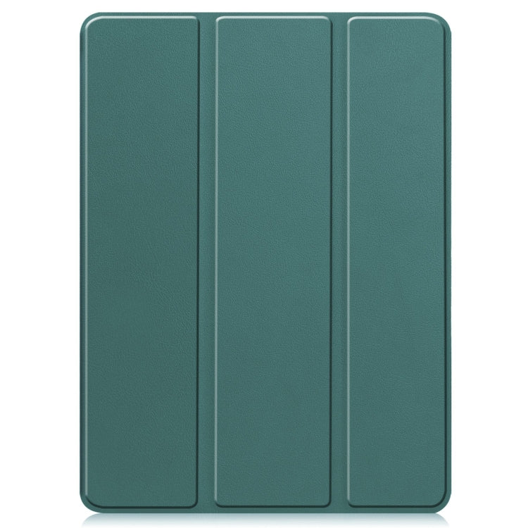 For iPad Pro 11 2024 Custer TPU Pure Color 3-Fold Holder Smart Leather Tablet Case with Pen Tray(Dark Green) - iPad Pro 11 2024 Cases by buy2fix | Online Shopping UK | buy2fix