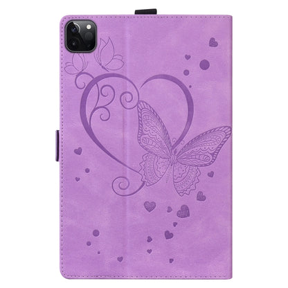 For iPad Pro 13 2024 Love Butterfly Embossed Leather Tablet Case(Purple) - iPad Pro 13 2024 Cases by buy2fix | Online Shopping UK | buy2fix