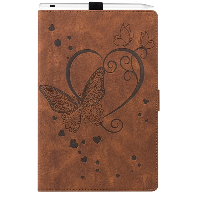 For iPad Pro 13 2024 Love Butterfly Embossed Leather Tablet Case(Brown) - iPad Pro 13 2024 Cases by buy2fix | Online Shopping UK | buy2fix