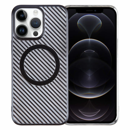 For iPhone 12 Pro Max 6D Plated Carbon Fiber Clear Magsafe PC Phone Case(Starry Black) - iPhone 12 Pro Max Cases by buy2fix | Online Shopping UK | buy2fix