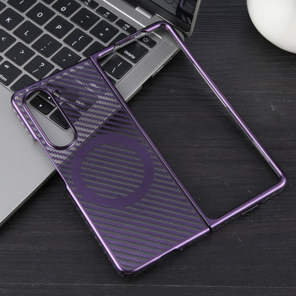 For Samsung Galaxy Z Fold5 6D Plated Carbon Fiber Clear Magsafe PC Phone Case(Aurora Purple) - Galaxy Z Fold5 Cases by buy2fix | Online Shopping UK | buy2fix