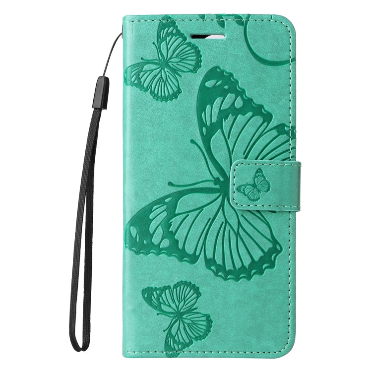 For iPhone 16 Pro Max 3D Butterfly Embossed Pattern Flip Leather Phone Case(Green) - iPhone 16 Pro Cases by buy2fix | Online Shopping UK | buy2fix