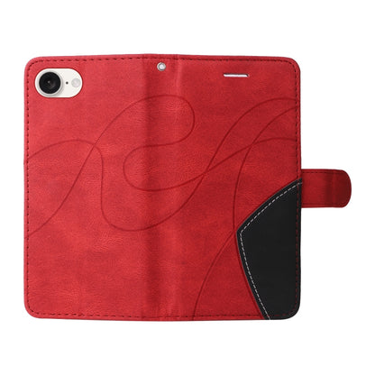 For iPhone SE 2024 Dual-color Splicing Flip Leather Phone Case(Red) - More iPhone Cases by buy2fix | Online Shopping UK | buy2fix