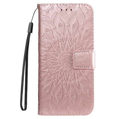 For iPhone SE 2024 Embossed Sunflower Pattern Flip Leather Phone Case(Rose Gold) - More iPhone Cases by buy2fix | Online Shopping UK | buy2fix