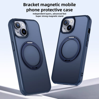 For iPhone 15 Plus MagSafe Holder PC Hybrid TPU Phone Case(Matte Blue) - iPhone 15 Plus Cases by buy2fix | Online Shopping UK | buy2fix