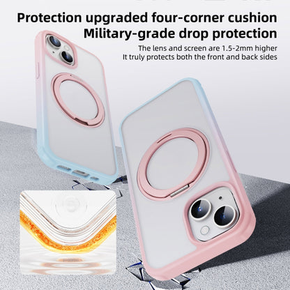 For iPhone 15 Pro Max MagSafe Holder PC Hybrid TPU Phone Case(Pink Blue) - iPhone 15 Pro Max Cases by buy2fix | Online Shopping UK | buy2fix