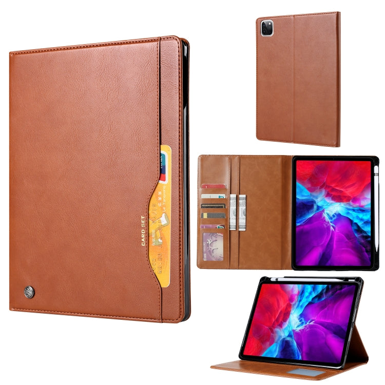 For iPad Pro 11 2024 Knead Skin Texture Horizontal Flip Leather Smart Tablet Case(Brown) - iPad Pro 11 2024 Cases by buy2fix | Online Shopping UK | buy2fix