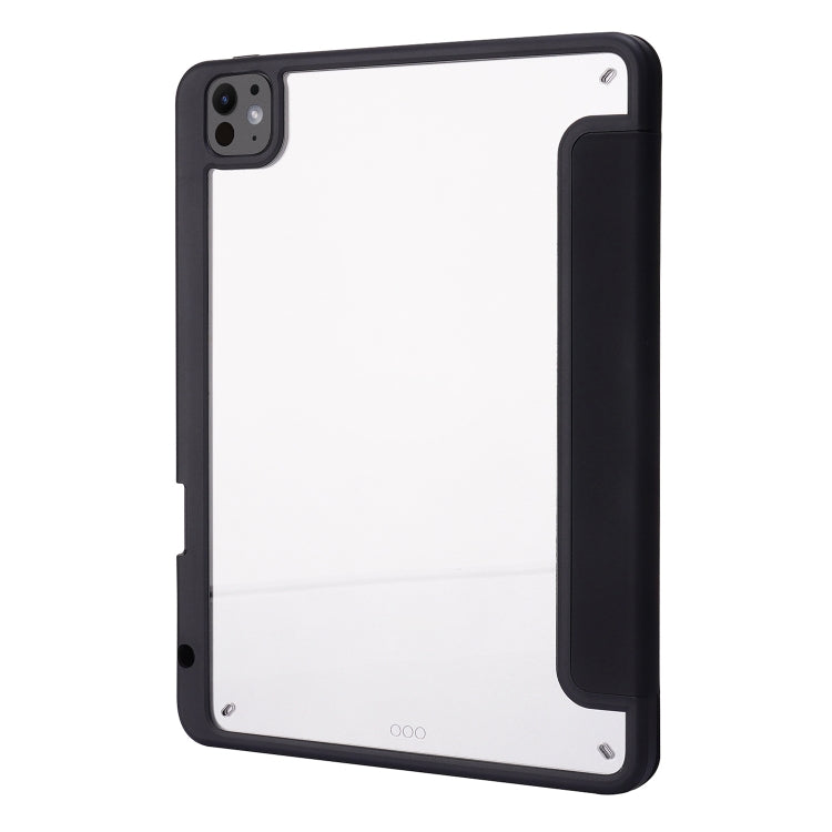 For iPad Pro 13 2024 Deformation Transparent Acrylic Leather Tablet Case(Black) - iPad Pro 13 2024 Cases by buy2fix | Online Shopping UK | buy2fix