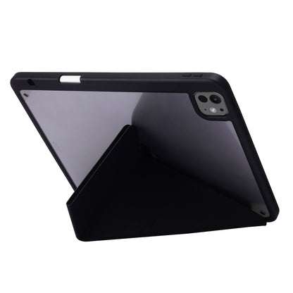 For iPad Pro 13 2024 Deformation Transparent Acrylic Leather Tablet Case(Black) - iPad Pro 13 2024 Cases by buy2fix | Online Shopping UK | buy2fix