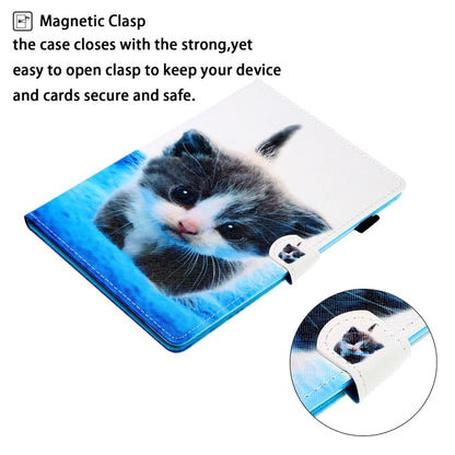 For iPad Pro 11 2024 Coloured Drawing Stitching Smart Leather Tablet Case(Blue White Cat) - iPad Pro 11 2024 Cases by buy2fix | Online Shopping UK | buy2fix