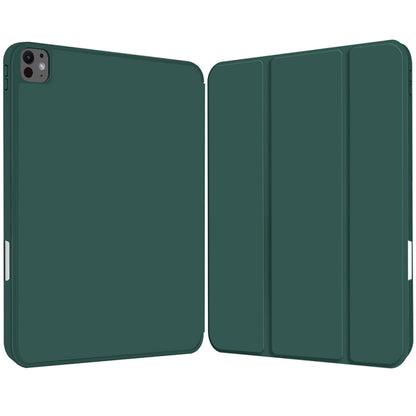 For iPad Pro 11 2024 3-fold TPU Smart Leather Tablet Case with Pen Slot(Dark Green) - iPad Pro 11 2024 Cases by buy2fix | Online Shopping UK | buy2fix