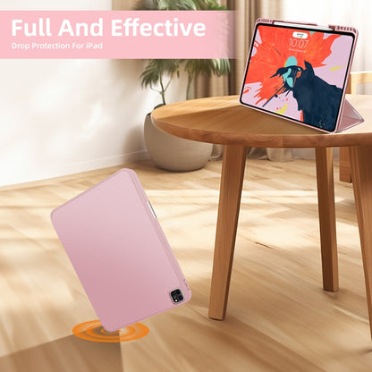 For iPad Pro 13 2024 3-fold TPU Smart Leather Tablet Case with Pen Slot(Pink) - iPad Pro 13 2024 Cases by buy2fix | Online Shopping UK | buy2fix