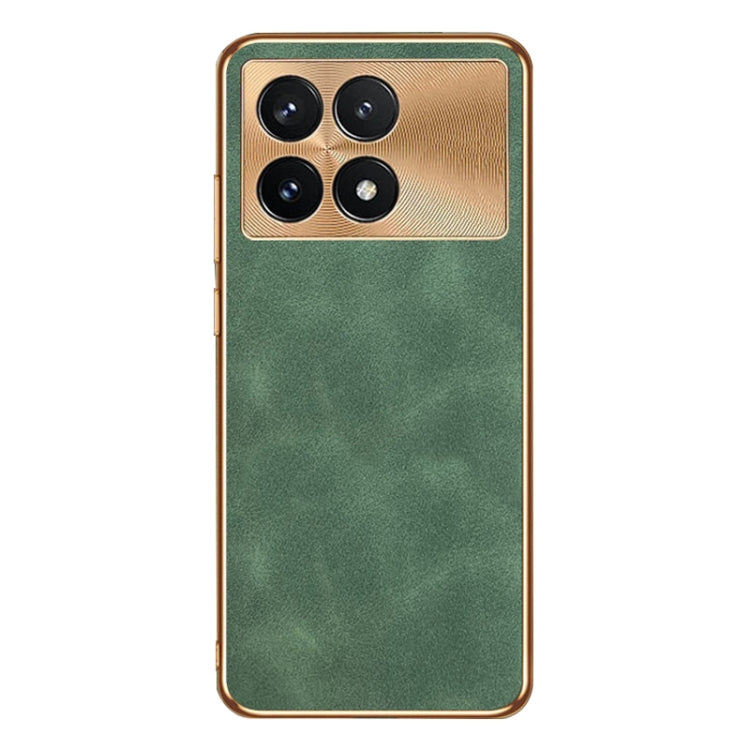 For Xiaomi Redmi K70 Electroplating Lambskin Leather Phone Case(Green) - K70 Cases by buy2fix | Online Shopping UK | buy2fix