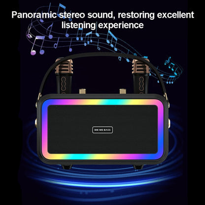 M3201 Portable Colorful Bluetooth Speaker Home Retro Karaoke Dual-Mic Speaker(Black) - Desktop Speaker by buy2fix | Online Shopping UK | buy2fix