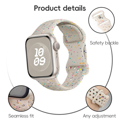 For Apple Watch Series 6 44mm Hole Style Butterfly Buckle Camouflage Silicone Watch Band(Starlight Color) - Watch Bands by buy2fix | Online Shopping UK | buy2fix