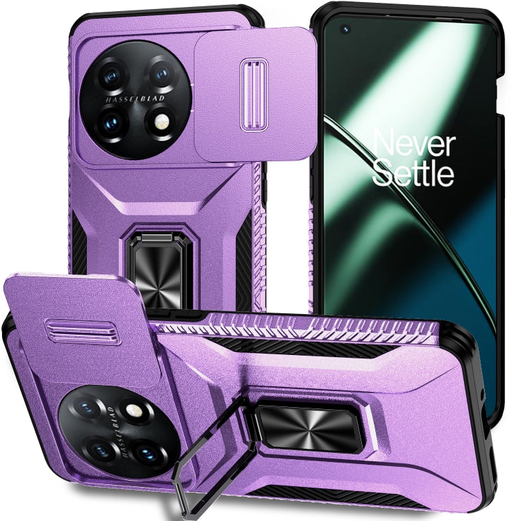 For OnePlus 11 5G Sliding Camshield Holder Phone Case(Purple) - OnePlus Cases by buy2fix | Online Shopping UK | buy2fix