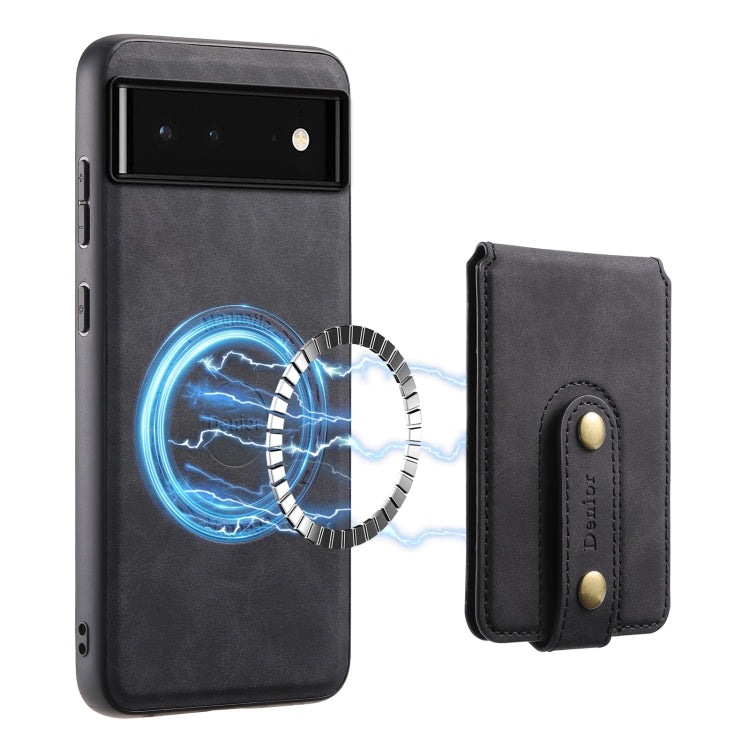 For Google Pixel 6 Denior D14 NK Retro Pattern MagSafe Magnetic Card Holder Leather Phone Case(Black) - Google Cases by Denior | Online Shopping UK | buy2fix